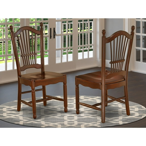 Coastal Dining Chairs - Dover Wood Seat - Casual Mahogany Chairs - HomeStock - Set of 2
