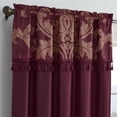 thumbnail image 3 of Chezmoi Collection Royal 4-Piece Jacquard Floral Window Curtain Set, Maroon/Gold, 3 of 7