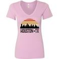 thumbnail image 3 of Inktastic Houston Texas Skyline Retro Women's V-Neck T-Shirt, 3 of 5