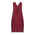 thumbnail image 6 of Odeerbi Dresses For Women Maxi Dress 2025 Casual Loose Solid Color V Neck Sleeveless Backless Adjustable Lacing Dress Long Dress Burgundy, 6 of 9