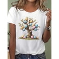 thumbnail image 1 of Women's Easter Egg Tree Graphic T-Shirt - Casual Crew Neck, Short Sleeve, Polyester Blend, Machine Washable, Vibrant Spring/Summer Top Tee For Adult, Men, Women, Teen, Teenager, Adolescent, Youth., 1 of 7