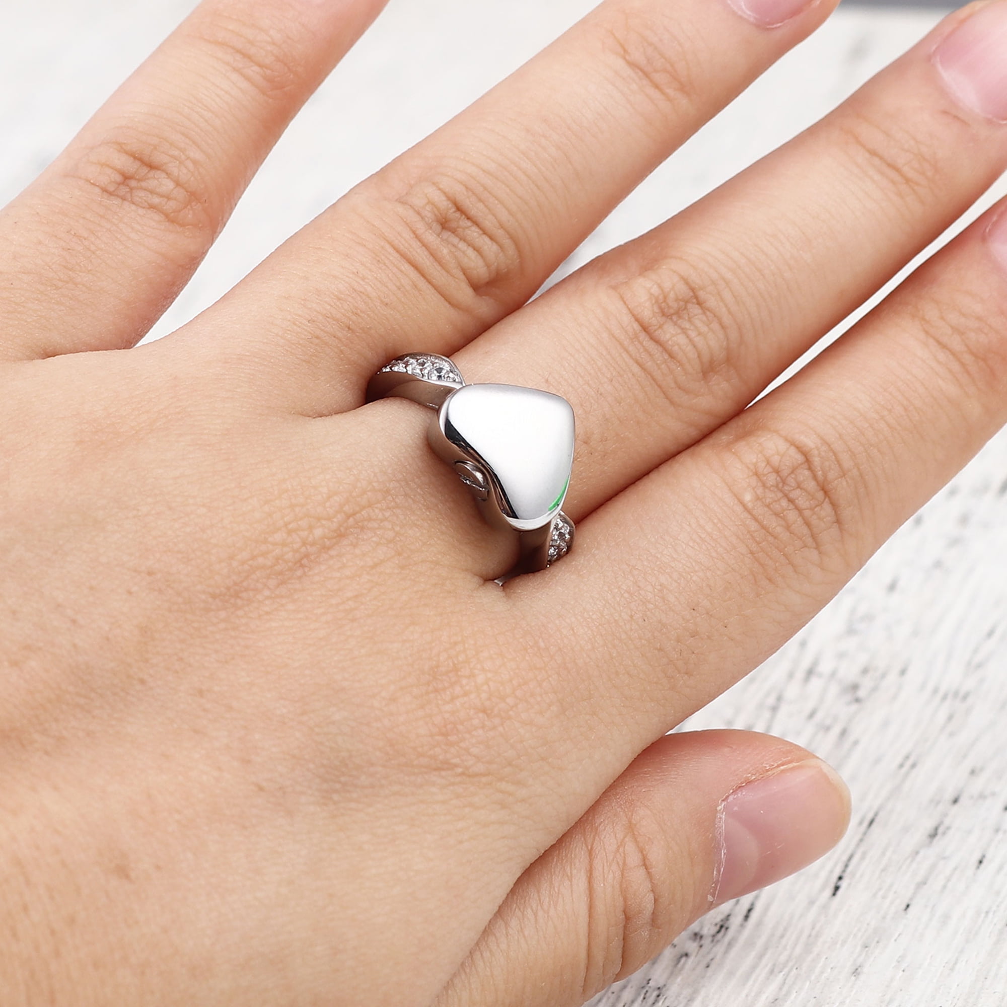 Cremation Ring, Ash Urn Ring Jewelry, Memorial Keepsake, Pets Memorial Jewelry, Free Jewelry Box & Filling Tool [Size 9, No Engraving]