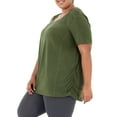 thumbnail image 2 of Terra & Sky Women's Plus Size Scoop Neck Shirred T-Shirt, 2 of 5