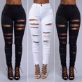 thumbnail image 5 of Woman Denim High Waist Skinny Jeans Distressed Jeggings Trousers Stretch Ripped Hole denim pants, 5 of 5