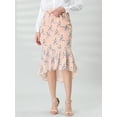 thumbnail image 2 of INSPIRE CHIC Women's Floral High-Low Elastic Waist Ruffle Hem Flowy Midi Chiffon Skirt, 2 of 6