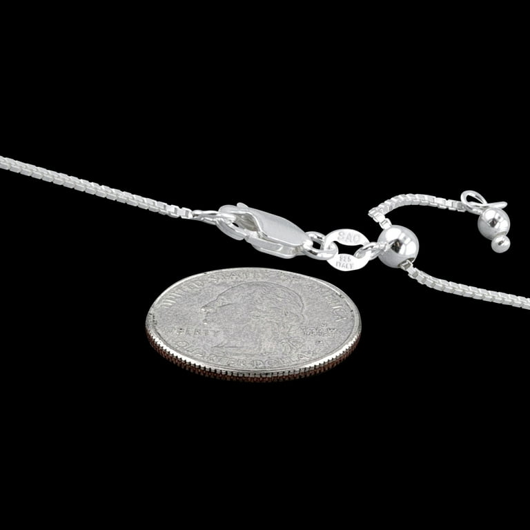 Sterling Silver 925 Italy Adjustable Box Chain 1.1mm Necklace 30