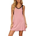 thumbnail image 2 of NominalSnug Nightgowns for Women Built in Bra Sleeveless Pajamas Dress V Neck Soft Sleepshirts Comfy Nightshirts, 2 of 8