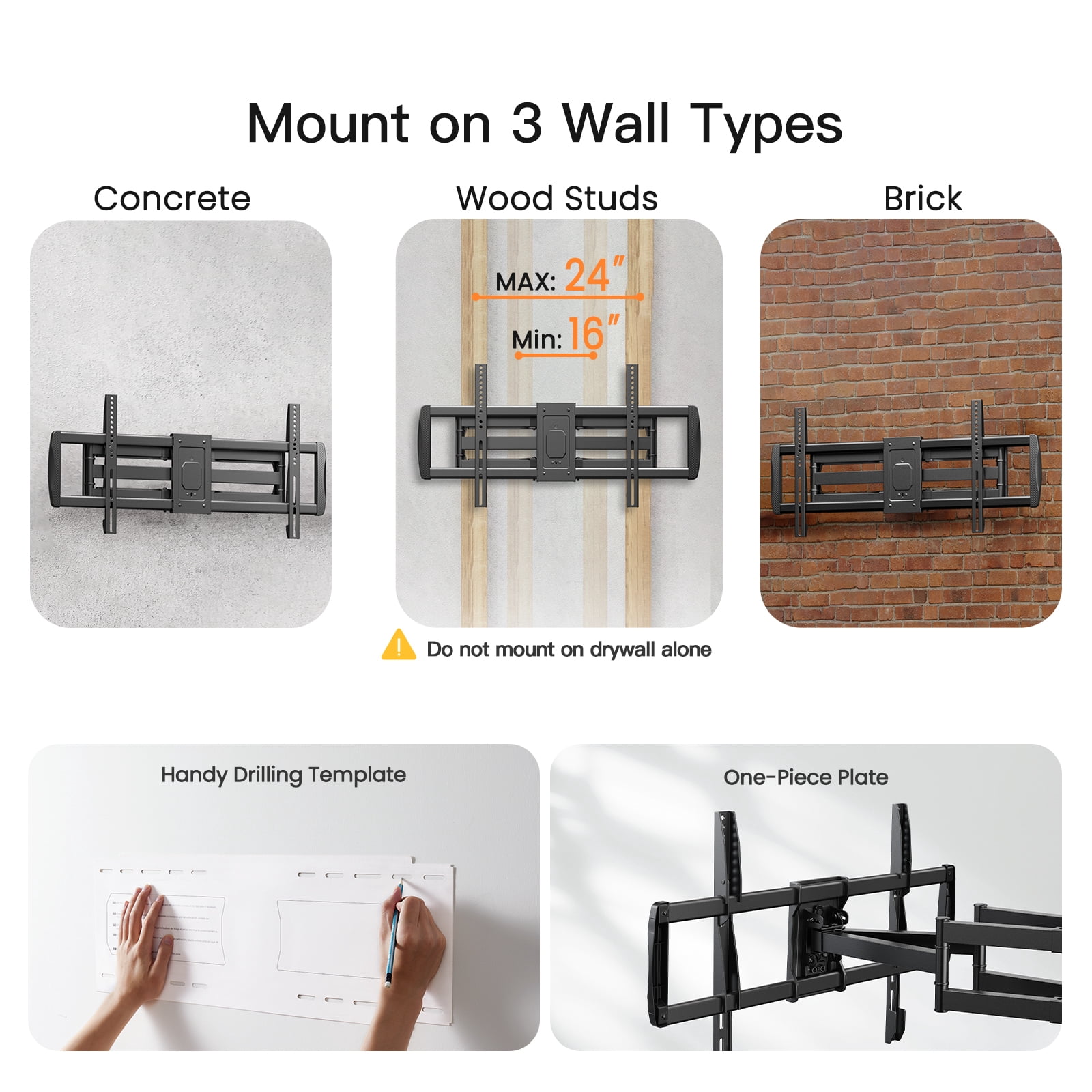 MountFTV Full Motion TV Mount Fits 42-90 in with Swivel, Tilt, Articulating & Extend Max 800x400 mm, Holds up to 150 lbs