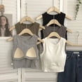 thumbnail image 4 of New Women Sexy Sleeveless U Neck Camisole Tops Vest Bra Solid Color Top Female Summer with Chest Pad Slim Bottoming Tops, 4 of 5