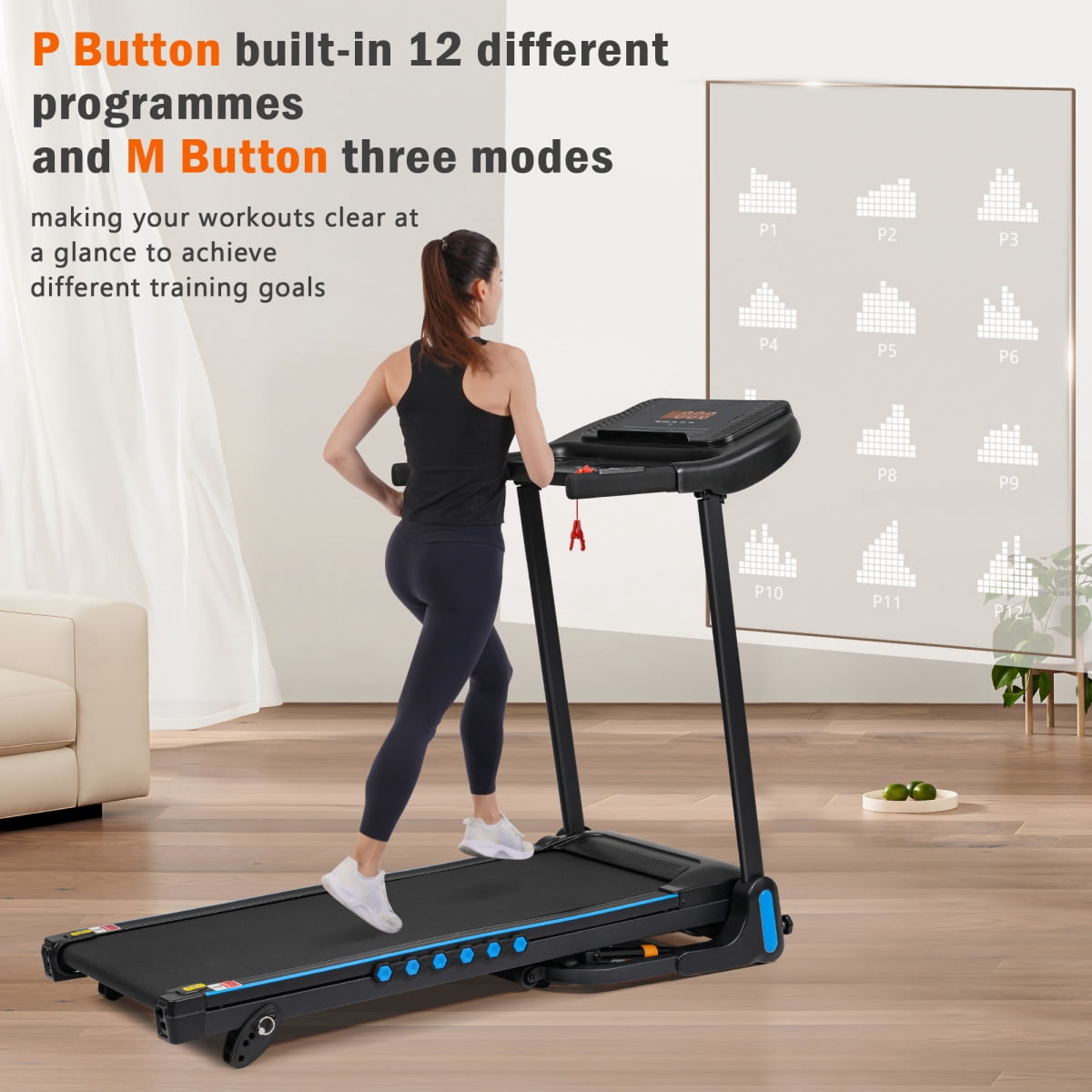 3.0 HP Incline Treadmill for Running & Walking, Treadmills For Home 350 lbs Weight Capacity Hydraulic System Auto-Folding Treadmill with Type C & USB Charge For Android, 10MPH, Bluetooth Speaker