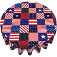 thumbnail image 2 of American Memorial Independence Day Firework Round Tablecloth Spring 4Th of July Patriotic Table Cloth Cover Mat Lace Washable Polyester 60" Dining Decorative for Home Party Wedding Picnic, 2 of 6