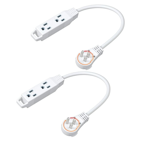 Cable de alimentación DEWENWILS, enchufe plano giratorio 360° de 30 cm, 3 salidas