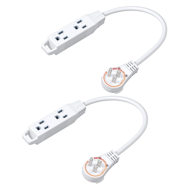 Cable de alimentación DEWENWILS, enchufe plano giratorio 360° de 30 cm, 3 salidas