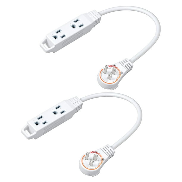 Cable de alimentación DEWENWILS, enchufe plano giratorio 360° de 30 cm, 3 salidas