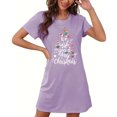 thumbnail image 1 of Camisón corto de talla grande para mujer, camisón de manga corta con estampado de pecho a la moda, camisón para mujer, 1 of 5