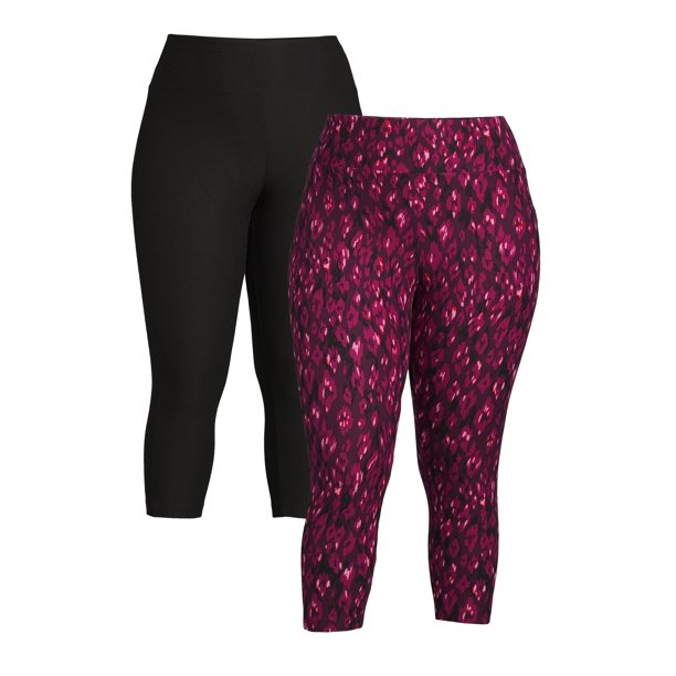 Terra & Sky Women’s Plus Size Printed Capri Leggings, 2Pack