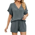 thumbnail image 2 of LSLJS Tops Débardeurs pour Femmes Mode Couleur Unie Col en V Confortable T-shirt en Vrac Blouse Décontractée, 2 of 8