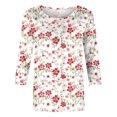 thumbnail image 4 of LYXSSBYX 3/4 Length Sleeve Womens Tops Women's Fashion Casual Crewneck 3/4 Sleeve T-Shirts Floral Print Basic Tops Tees Blouses, 4 of 5