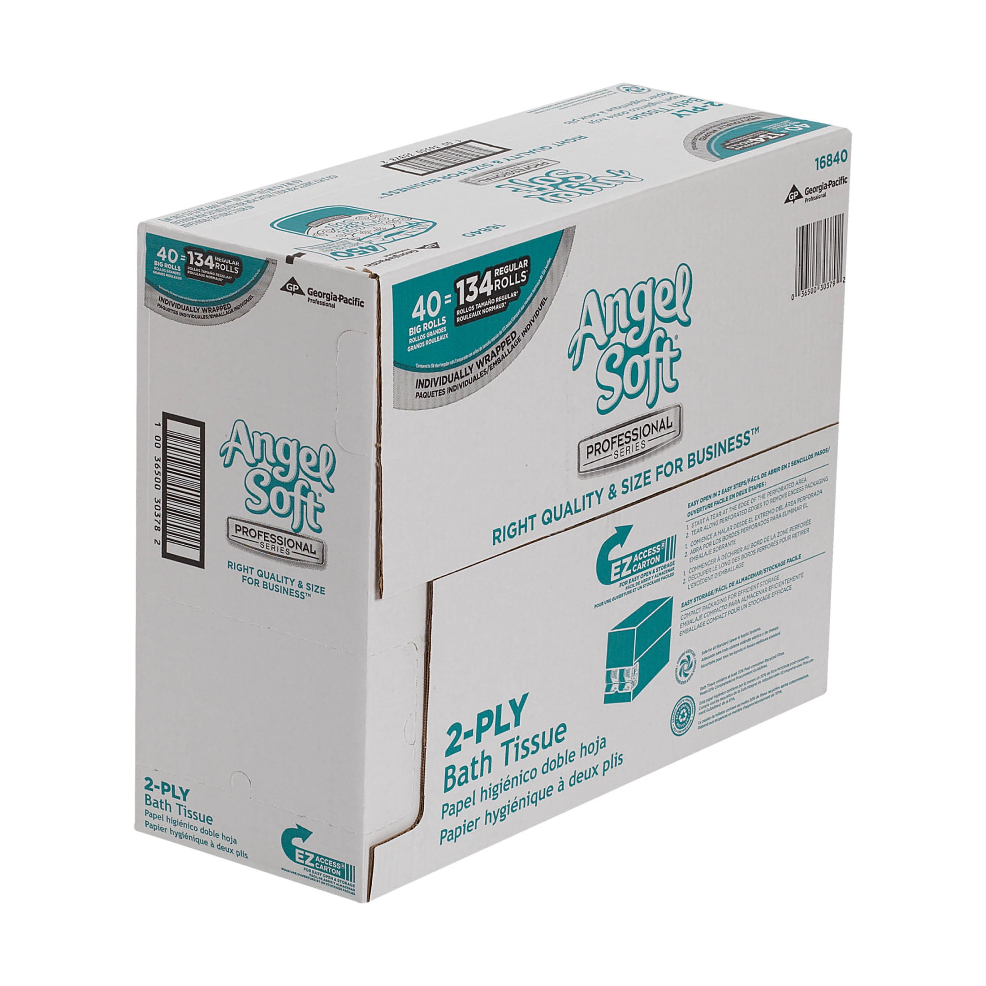 Angel Soft Professional Series, GPC16840, Embossed Toilet Paper, 40 per Carton, White
