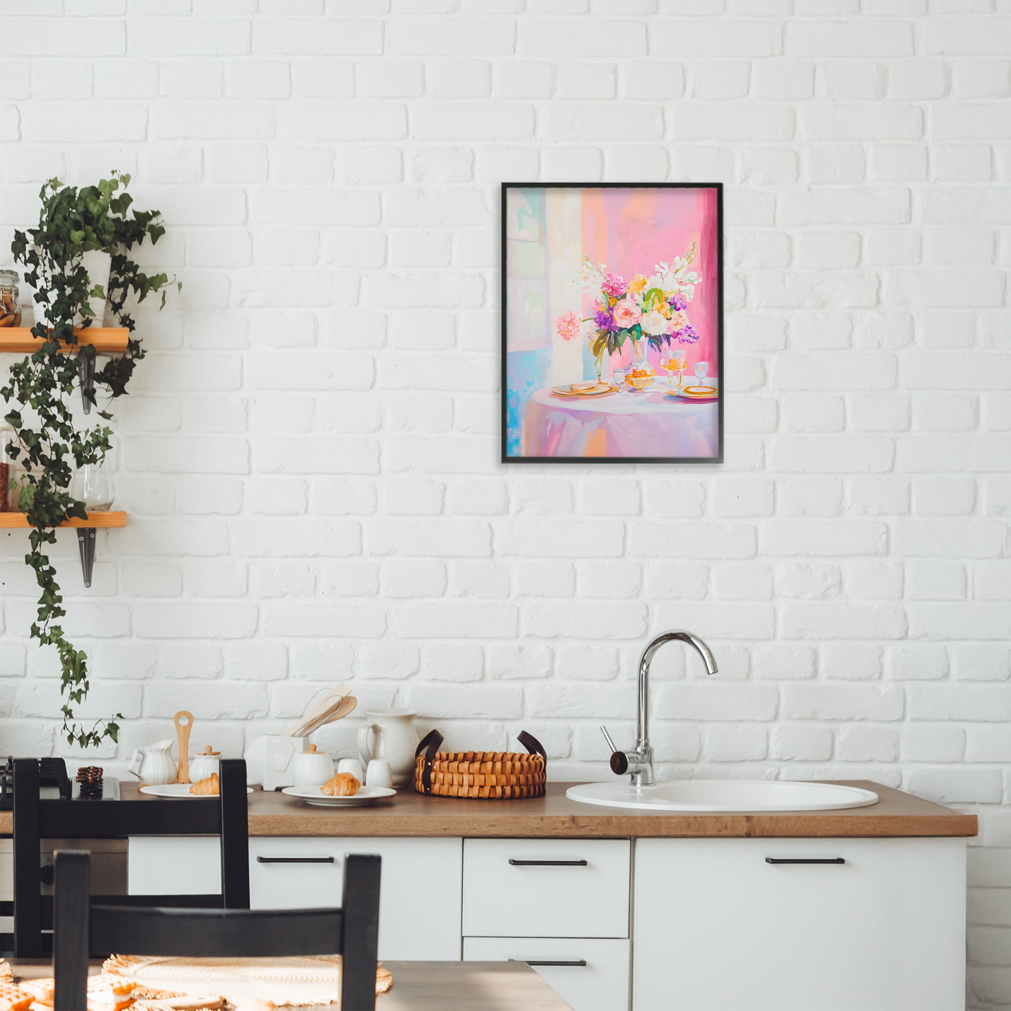 Stupell Industries Pink Brunch with Romantic Bouquet Black Framed Giclee Art, design by The Prints Vibe