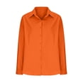 thumbnail image 2 of Royisotas Long Sleeve Women's Tops Casual Fall Cotton Tunic Women's Button Down Shirts and Blouses Collared Orange Office Solid Button up Shirts, 2 of 4