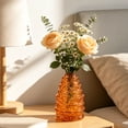 thumbnail image 3 of MYUNNIL Pinecone Shaped Glass Vase, 6" Conical Transparent Embossed Glass Flower Vase, Fall Farmhouse Floral Accessory for Home Mantel Table Office Shelf Decor, Orange, 3 of 7