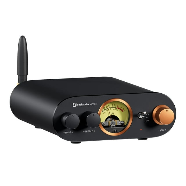 Amplificador estéreo Bluetooth Fosi Audio MC101, 200 W, 2 canales, medidor VU