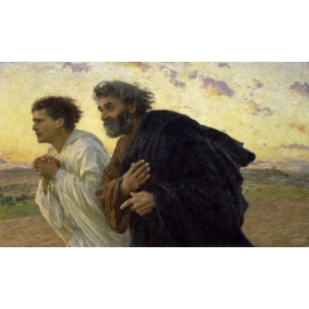 Morning Framed Poster - Disciples Peter and John Rushing to the Sepulcher the Morning of the Resurrection 1898 Eugene Burnand (8 x 10) Musee dOrsay Paris Poster Print (8 x 10)