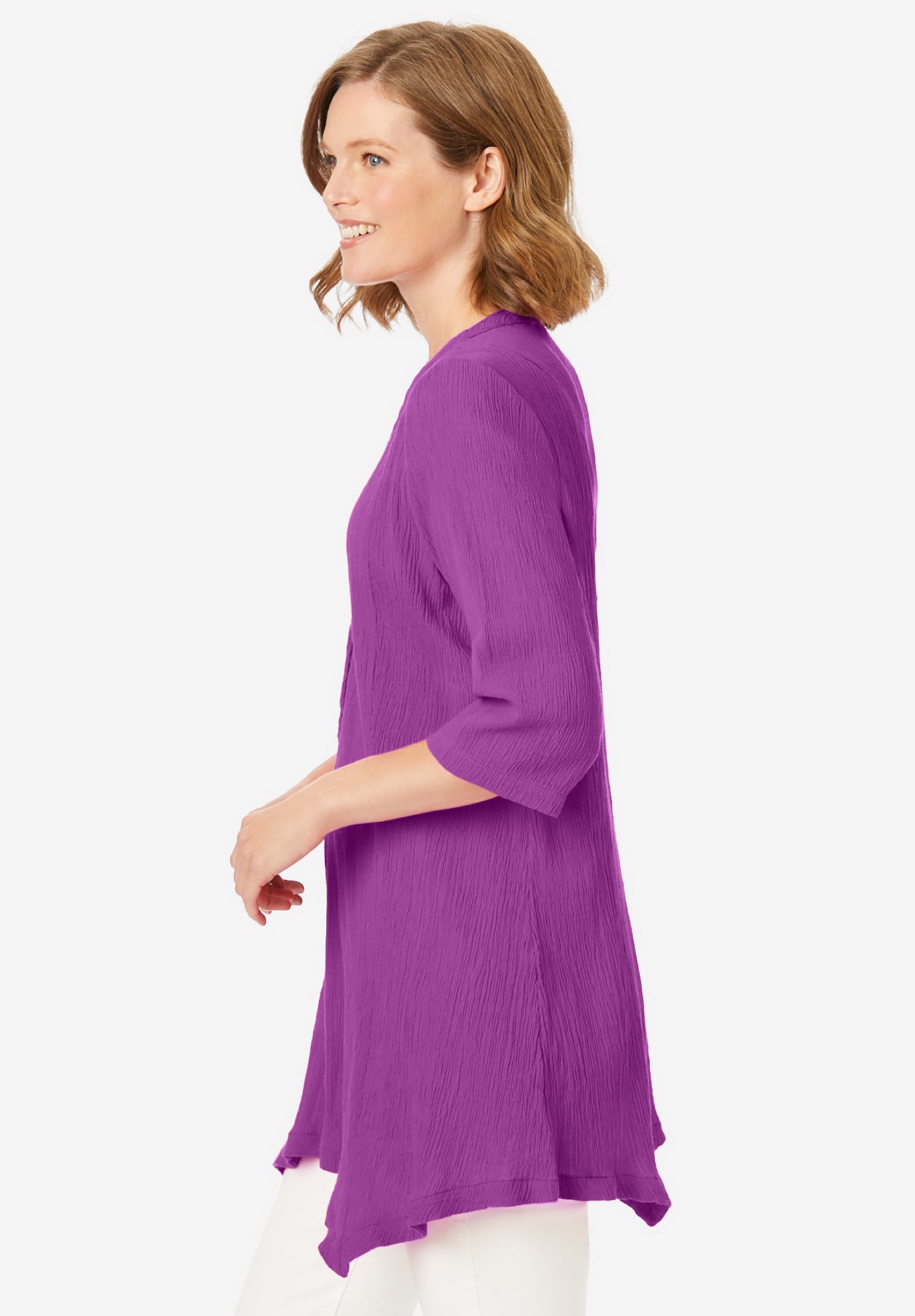 Plus Size Handkerchief Hem Henley Tunic - image 3