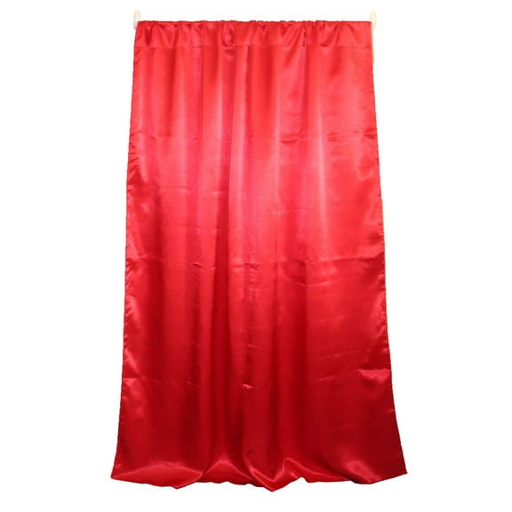 Shiny Satin Solid Single Curtain Panel Drapery 58 Inch Wide Red