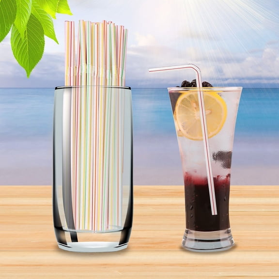 WSBDENLK 600-Pack (6x100) Colorful Bendy Straws - Extra Long Flexible Drinking Straws for Juices, Smoothies & Bubble Tea, Assorted Random Colors, Disposable Party Supplies