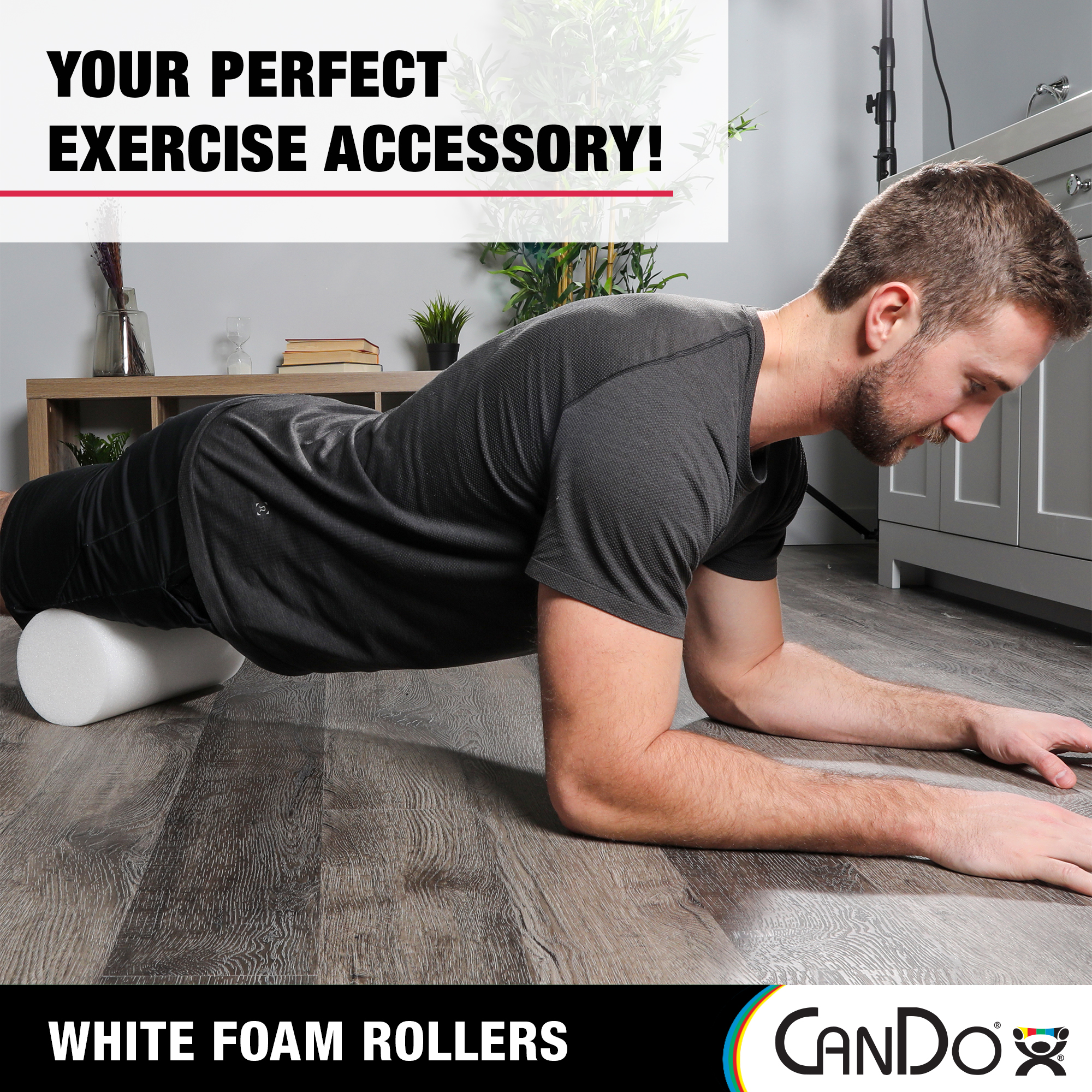 CanDo White PE Foam Rollers for Exercise, Finess, Muscle Restoration, Massage Therapy, Sport Recovery and Physical Therapy for Home, Clinics, Professional Therapy Round 6" x 36" - image 3 of 6