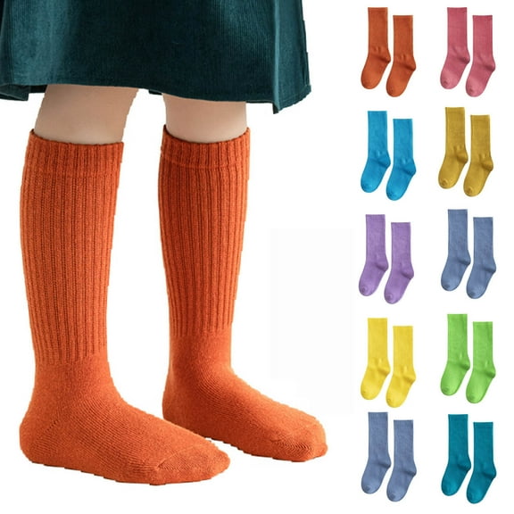 THDHVS Toddler Socks,Socks for Girls,Kids Mid-Calf Socks Breathable Combed Soft for All-Day Comfortable Mid-Crew Socks Are Ideal for School Daily Wear and Light Athletic Activities Green 5-8 Years