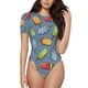 thumbnail image 1 of Balery Fruit Ice Cream Body de cuello redondo de manga corta para mujer Tops de manga corta Tops básicos-X-Large, 1 of 7