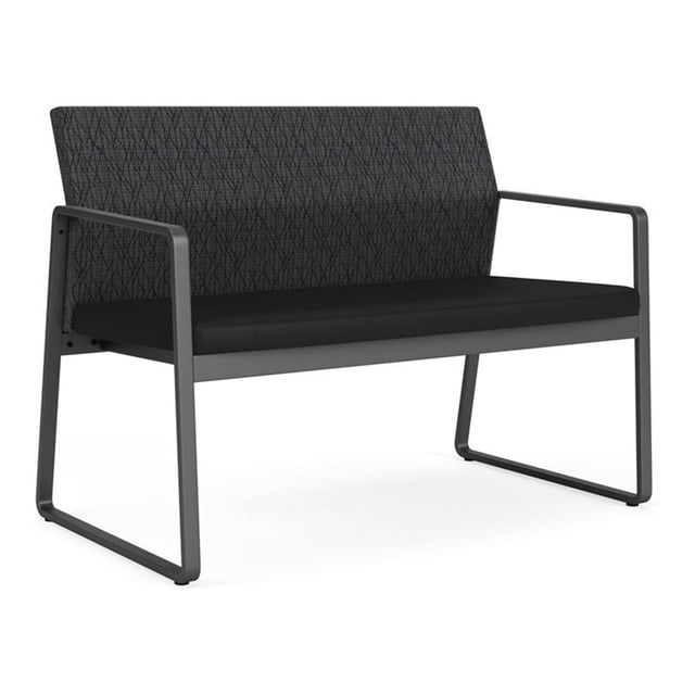 Gansett Reception Waiting Loveseat / Charcoal Steel / Dark Gray / Black