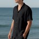 thumbnail image 4 of pstuiky camisetas de hombre, Top deportivo plisado de verano para hombre, informal, de color liso, de manga corta, con media cremallera y cuello alto camisas casuales para hombre l, 4 of 6