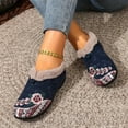 thumbnail image 6 of YLYL Women Suede Loafers Low Heel Floral Embroidery Wide Width Causal Dressy Slip on Winter Walking Shoes, 6 of 8