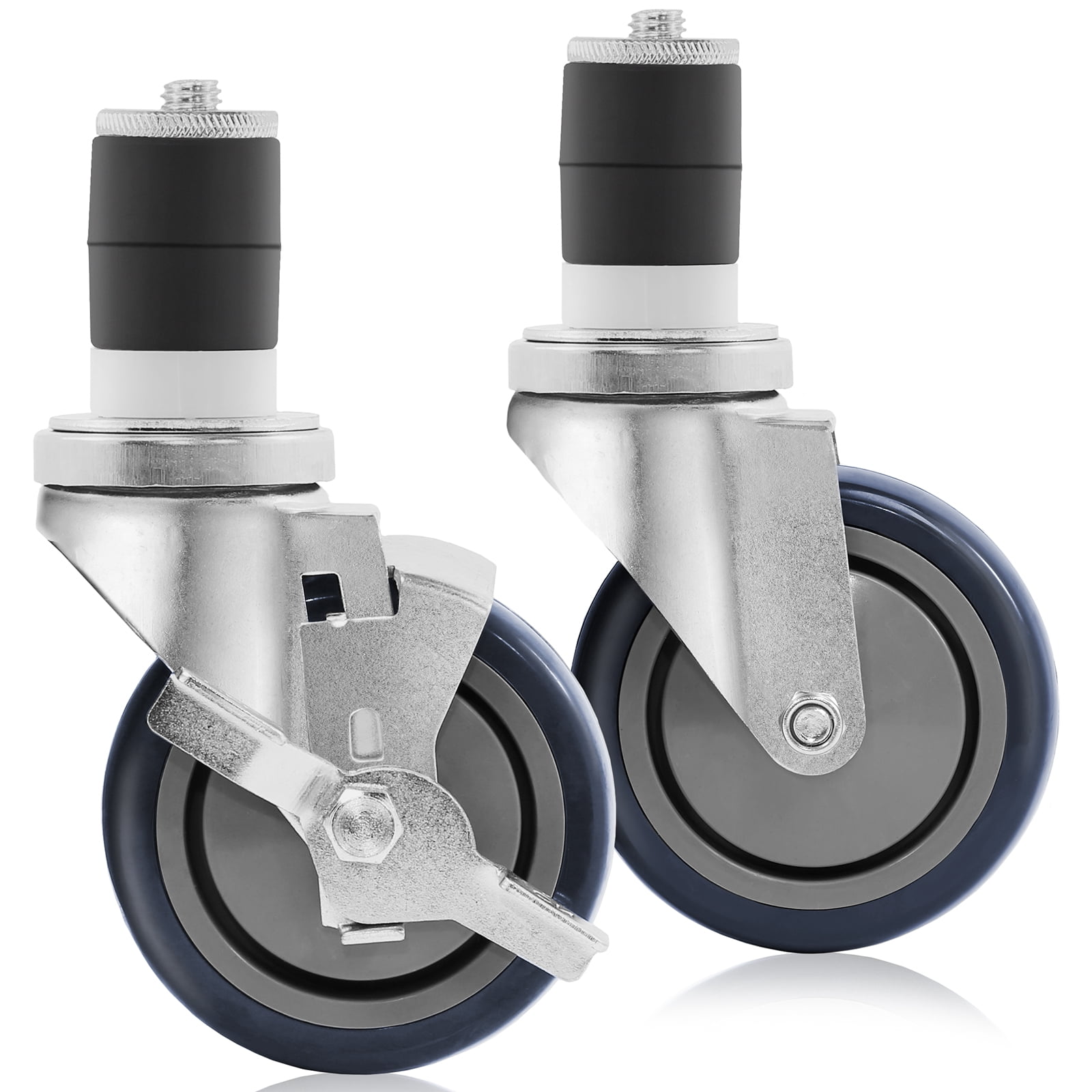 GRIDMANN 4 inch Caster Wheel Set for Commercial Kitchen Prep Tables, 2 Wheels with Brakes, 2 without Brakes