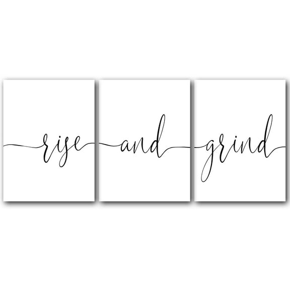 Rise And Grind, Set of 3 Poster Prints, Home Wall Décor, Motivational/Inspirational Quote Prints