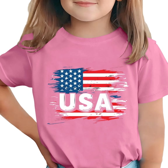 OGLCCG Kid 4th of July T-Shirts Boys Girls American Flag Patriotic Shirt Top Short Sleeve Independence Day Tees 3-15 Years