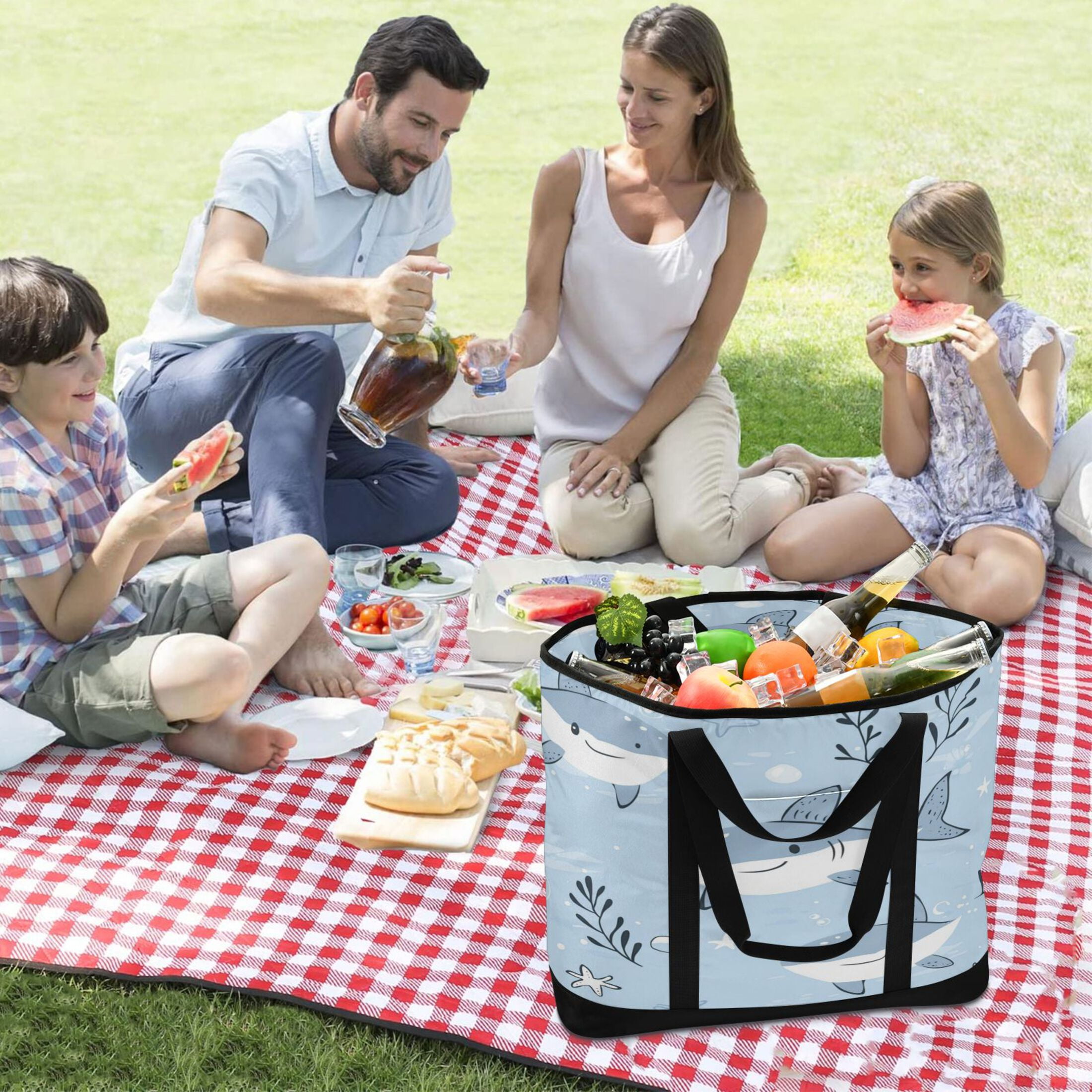 Large Hand-held Ice Pack Picnic Bag Insulation and Refrigeration Suitable for Shopping Picnics and Camping Super Cute Fish
