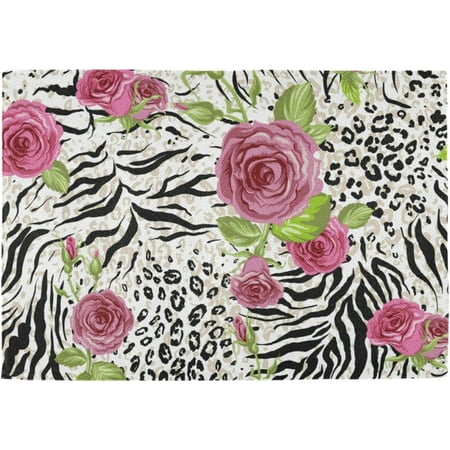 

Hidove Placemats Set of 1 Rose Leopard Print Heat-Resistant Non-Slip Double Sided Washable Kitchen Dining Table Mats for Kitchen Table Decoration 12 x 18 Inch