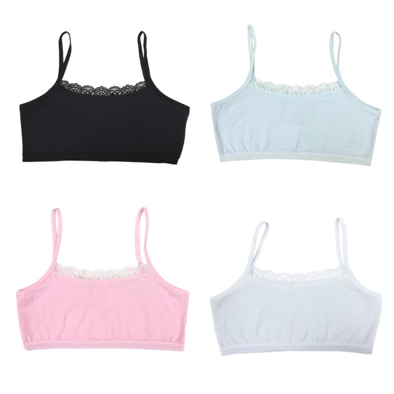 Teenage Girl Training Bra Underwear Cotton Comfy Breast Bra 8-12Y,Pack of 4