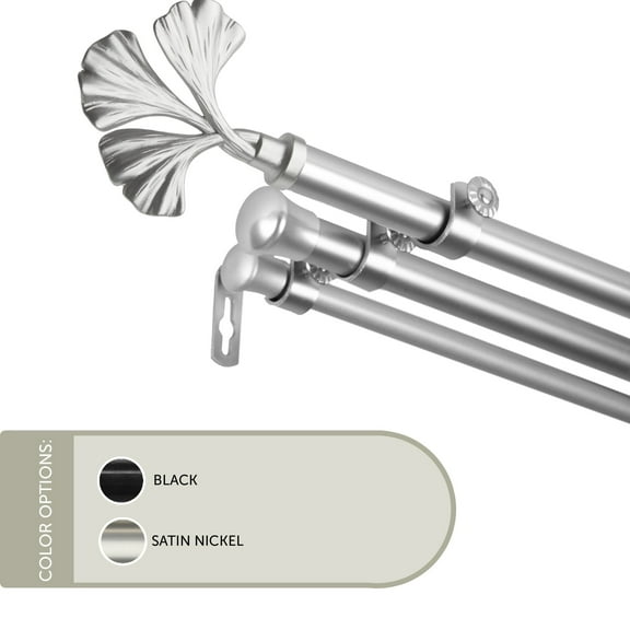 13/16 inch Maidenhair Triple Curtain Rod 48-84" - Satin Nickel