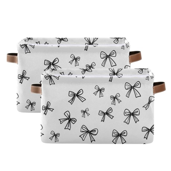 Ryvnso Line Bows Storage Basket Large Bin Foldable Boxes Toys Organizer 14.2x10.2x8.3in 2 PCs