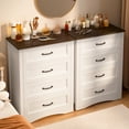 thumbnail image 6 of 4 Drawer Dresser, Gizoon Chest of Drawers Storage Organizer Unit with Wooden Frame for Bedroom/Closet, White and Rustic Painted, 6 of 9
