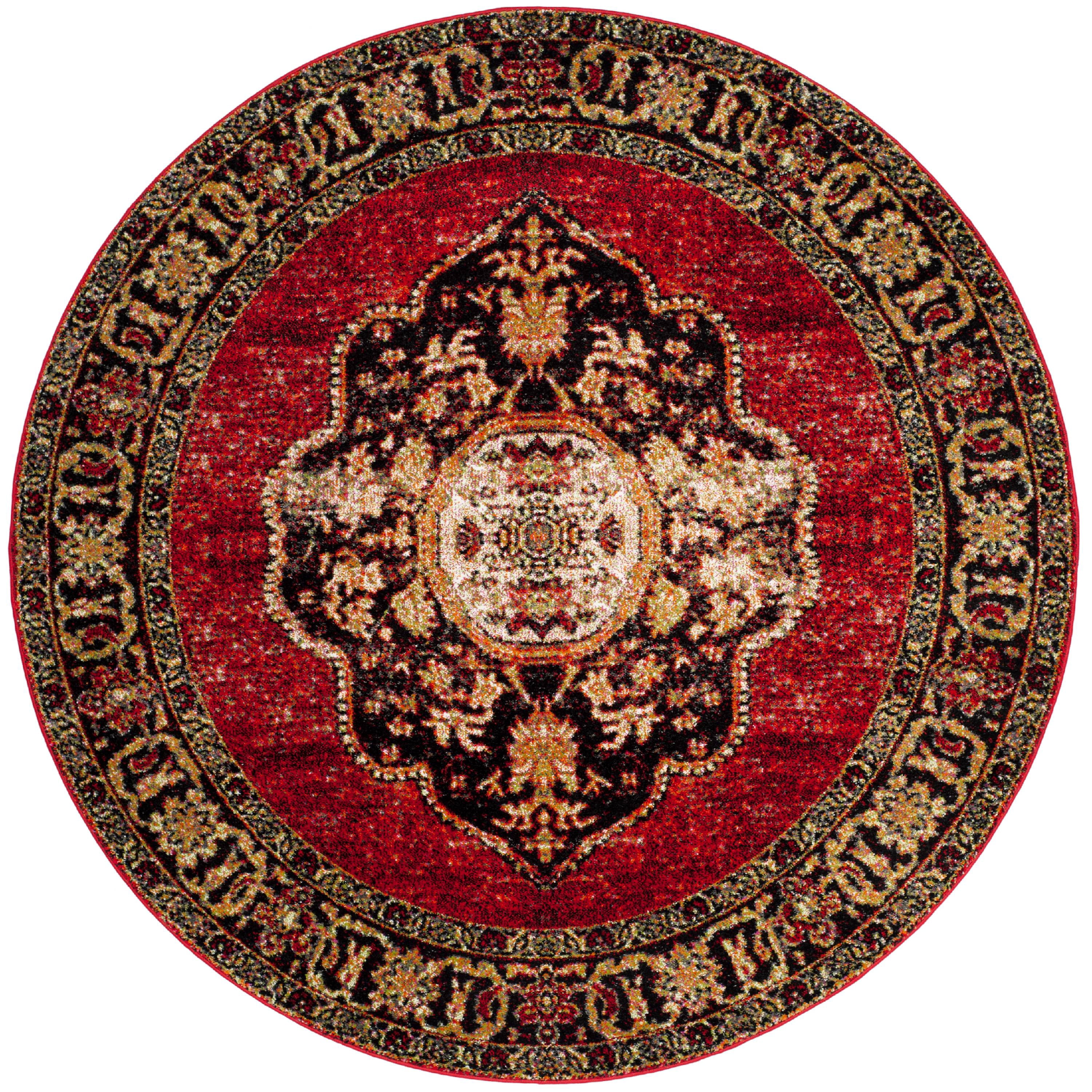 SAFAVIEH Vintage Hamadan Tahnee Traditional Area Rug, Red/Multi, 5'3" x 5'3" Round