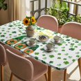 thumbnail image 3 of St. Patrick's Day Table Cloths for 3 Foot Rectangle Tables, Green Leaf Gnomes Shamrock Clovers Patio Waterproof Elastic Fitted Tablecloths, Washable Rectangular Table Cover for Camping, 3 of 8