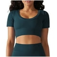 thumbnail image 1 of Besolor T-Shirts d'Entraînement Courts à Manches Courtes pour Femmes, Col Rond, Tricot Côtelé, Athlétiques, Yoga, Course, Coupe Ajustée, Chandails de Gym, 1 of 6