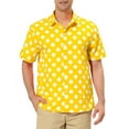 thumbnail image 1 of INSPIRE CHIC Men's Summer Polka Dots Shirt Button Down Short Sleeves Pattern Shirts M Yellow, 1 of 7
